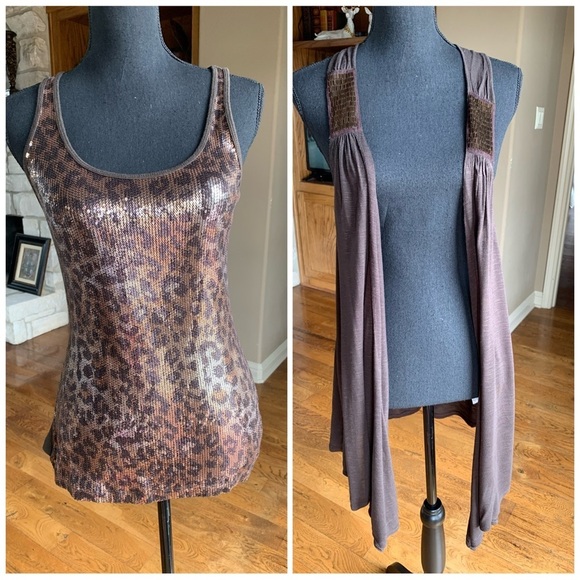 Apt 9 Sequin Top‎ and Vest Set - Picture 1 of 16